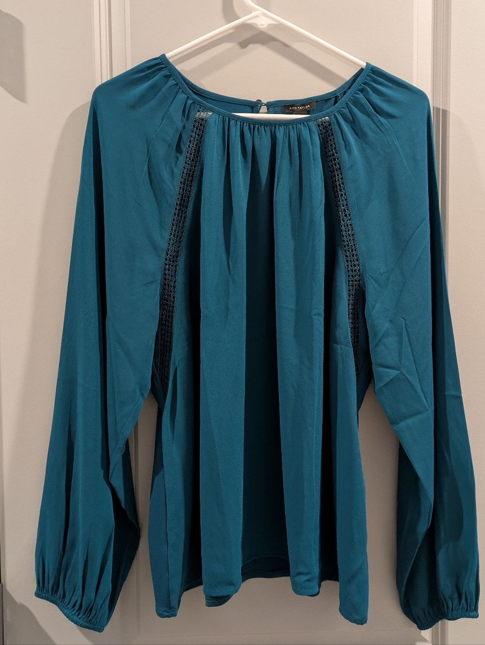Ann Taylor Teal Long-Sleeve Blouse